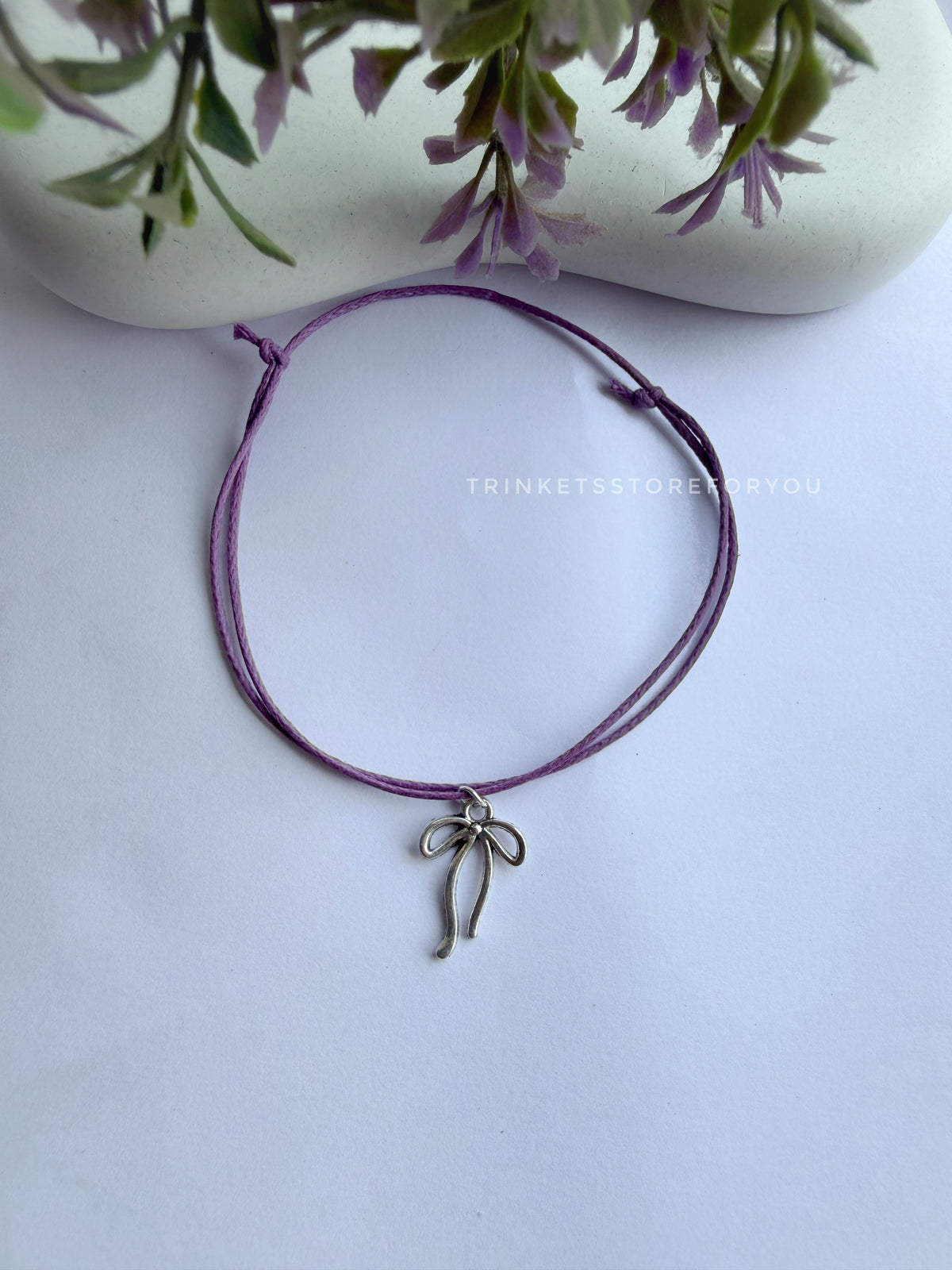 Bow Lavender Anklet
