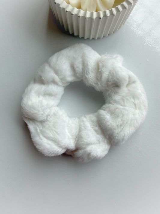 White Fur Scrunchie