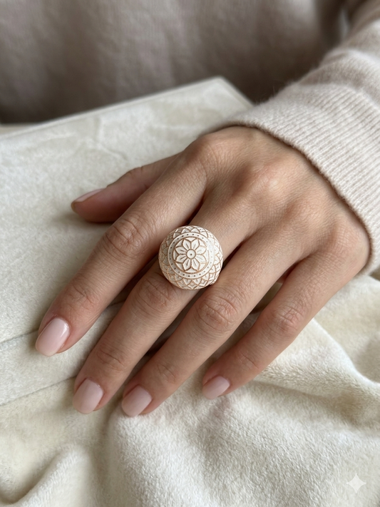 White Meena Ring