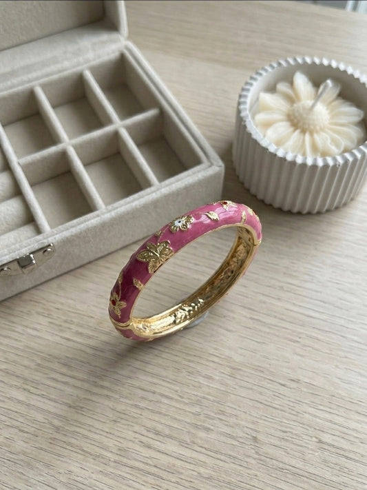 Rose Enamel Bangle