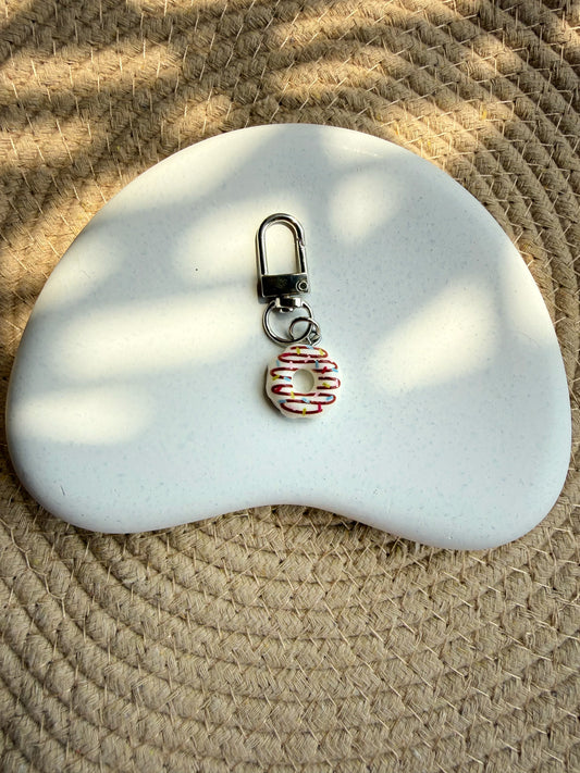 White Donut bag charm