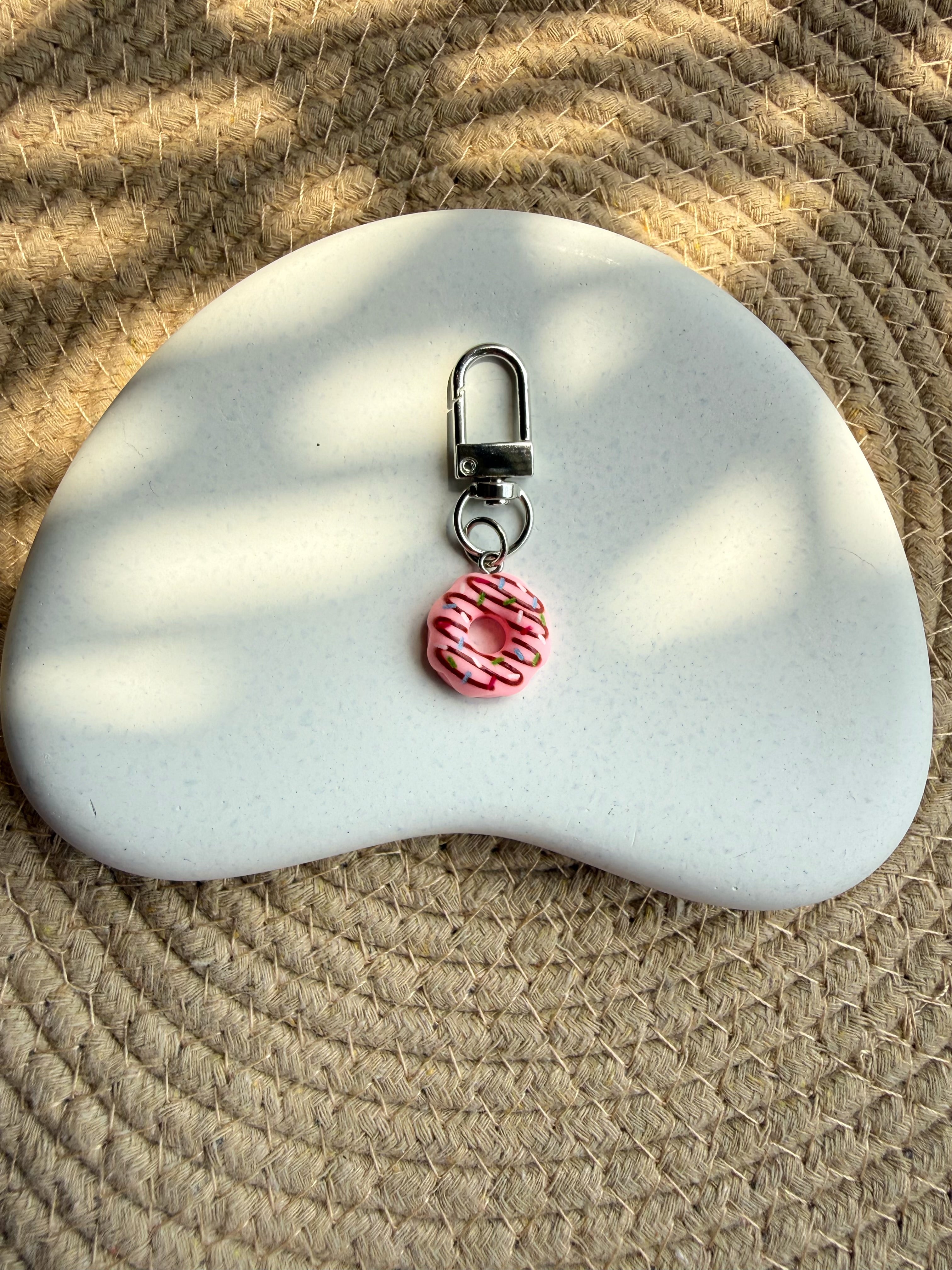 Pink Donut Bag Charm