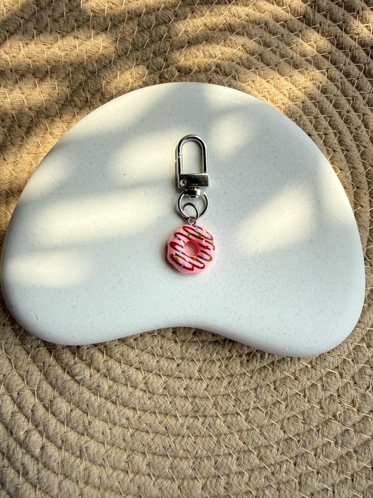 Pink Donut Bag Charm