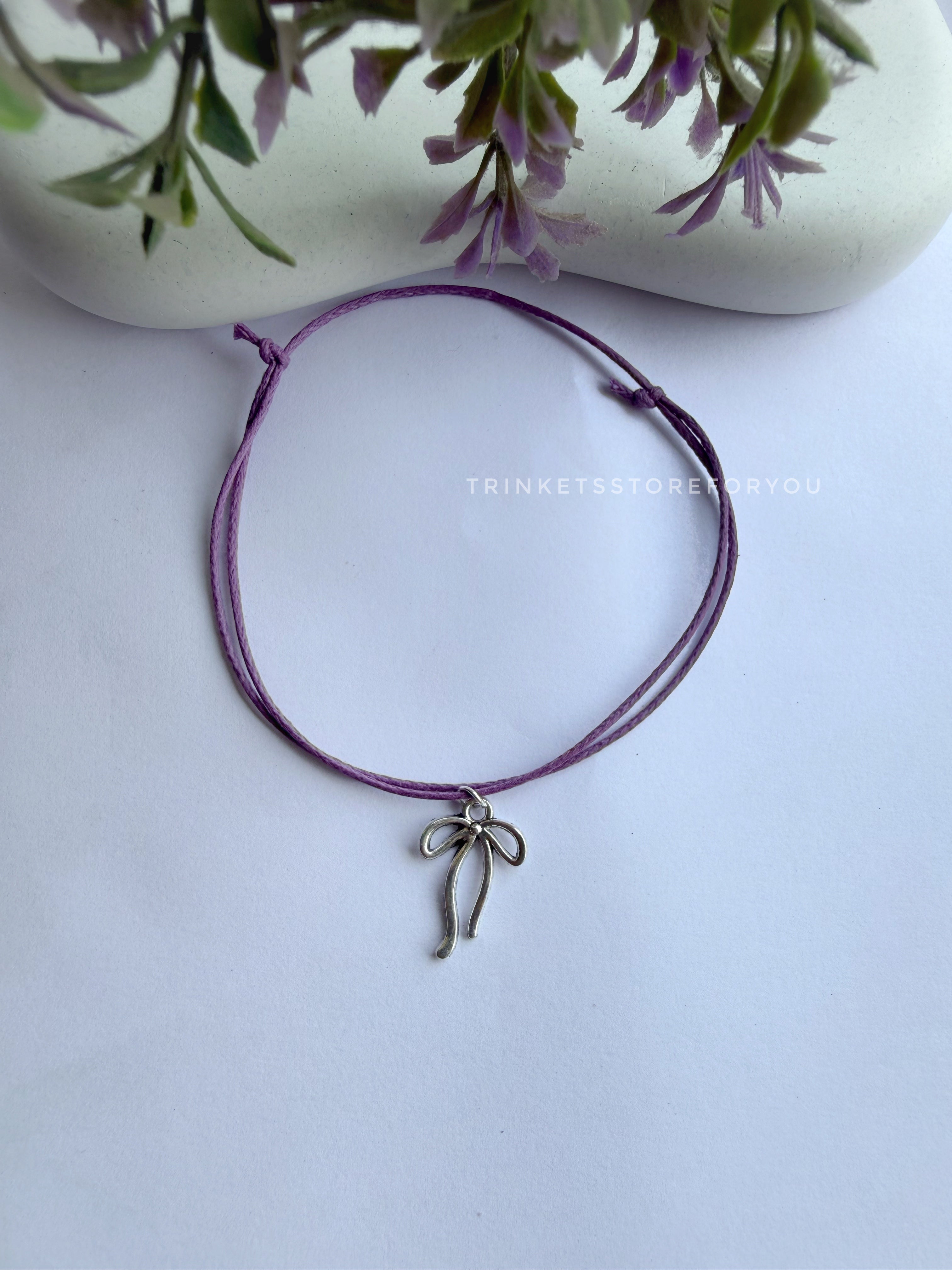 Bow Lavender Anklet