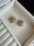 Grey Meenakari Jhumkas