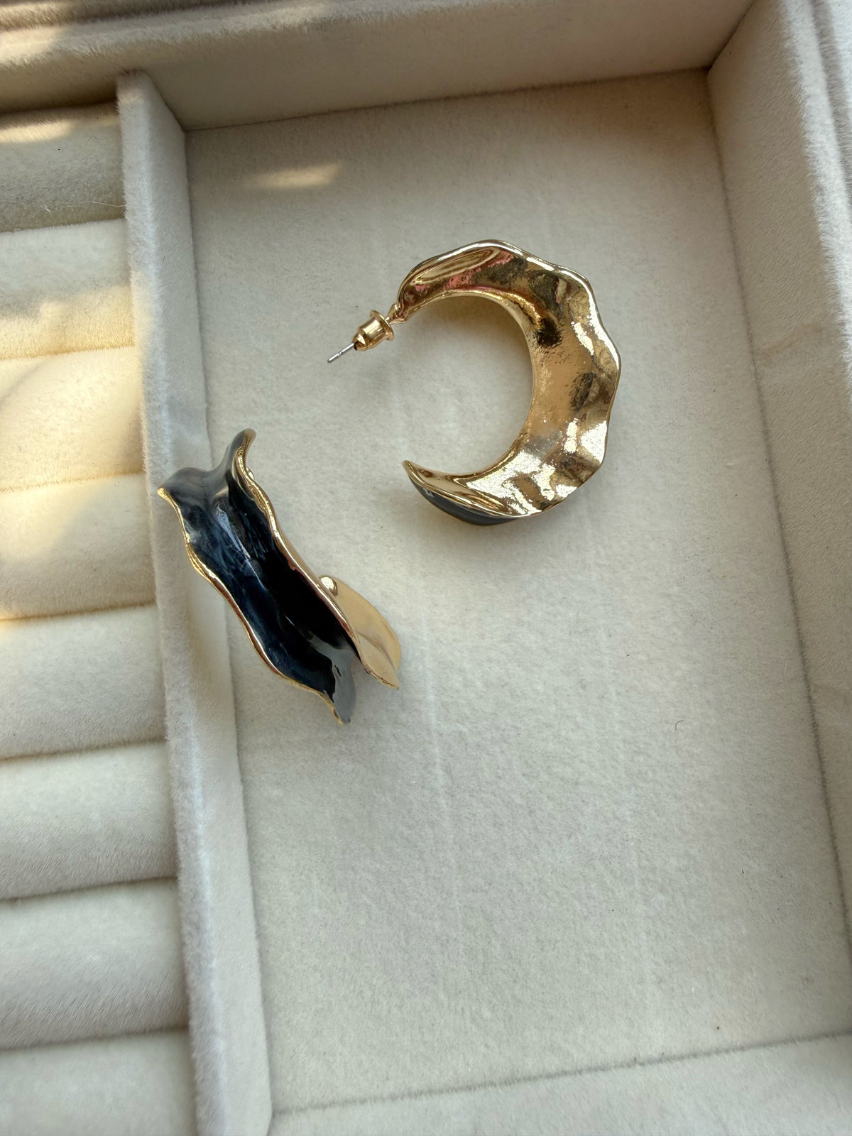 Black Enamel Hoops