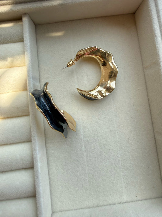 Black Enamel Hoops