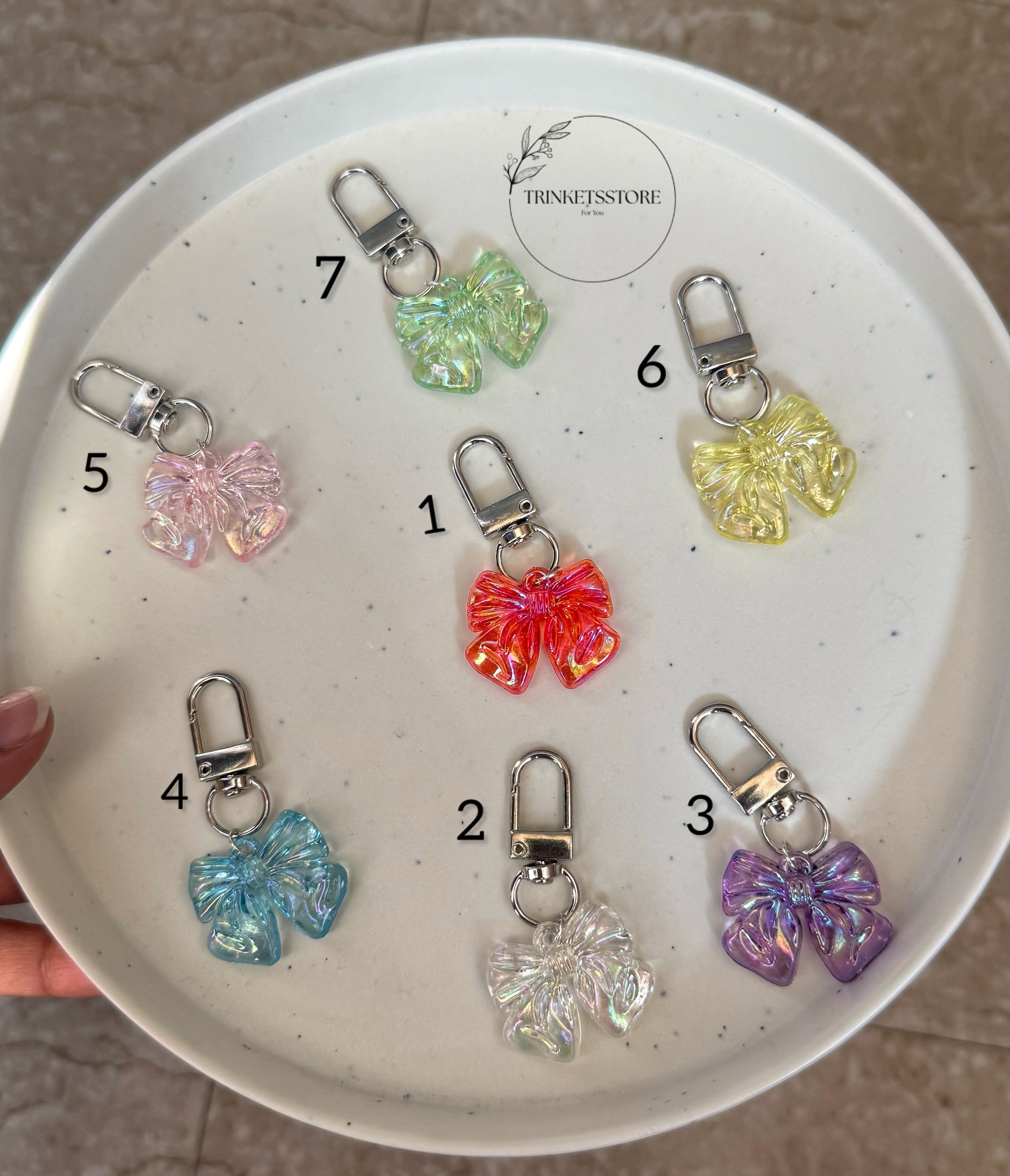 Glitter Bow bag charms