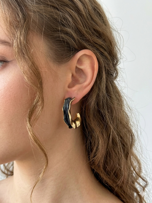 Black Enamel Hoops