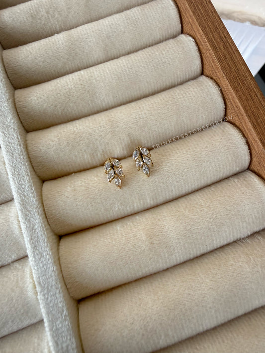 Solitaire Leaf Studs