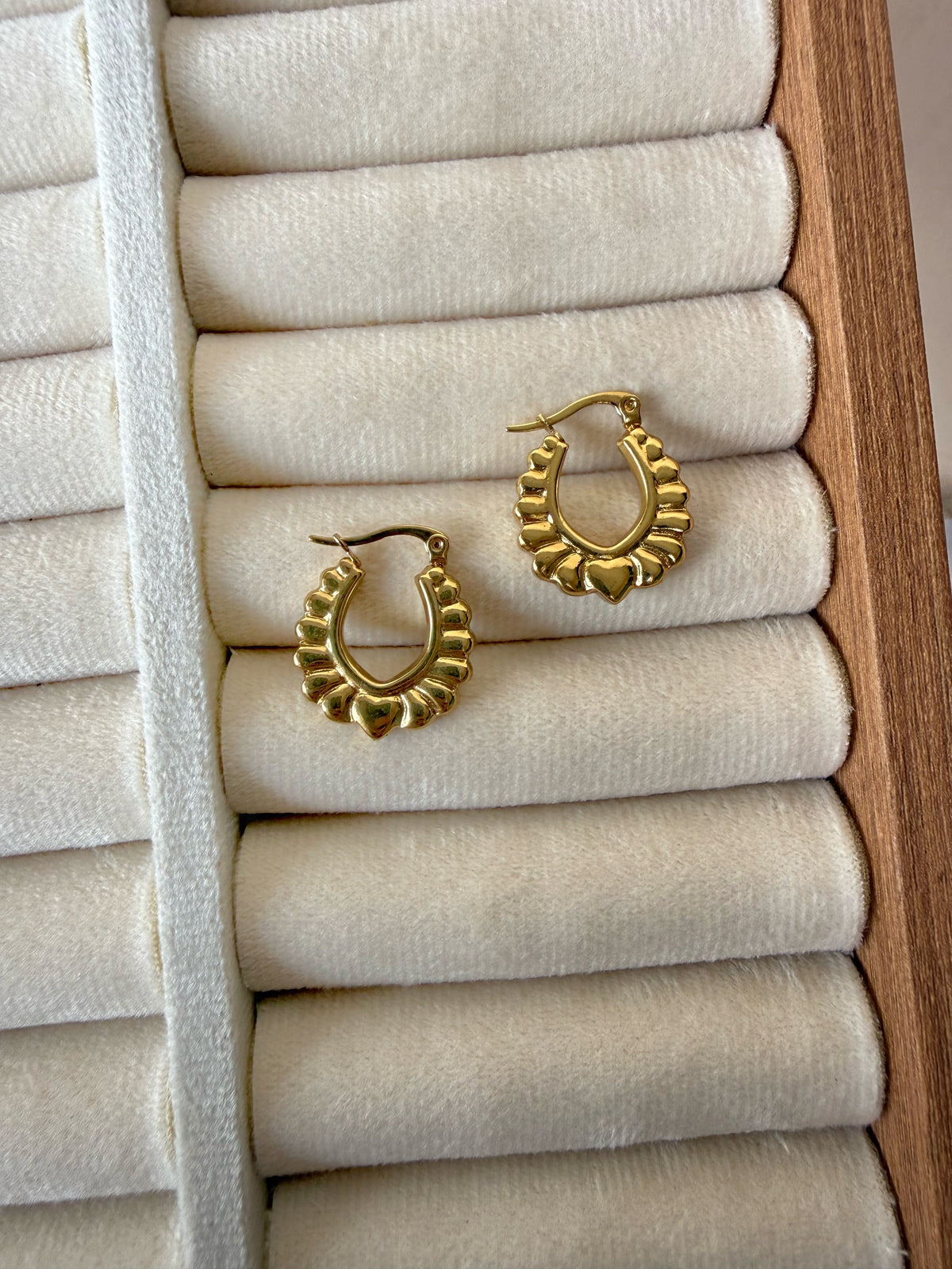 Fluted Heart Hoops