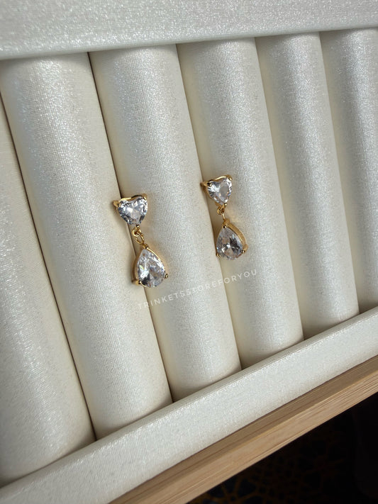 Solitaire Heart Earrings